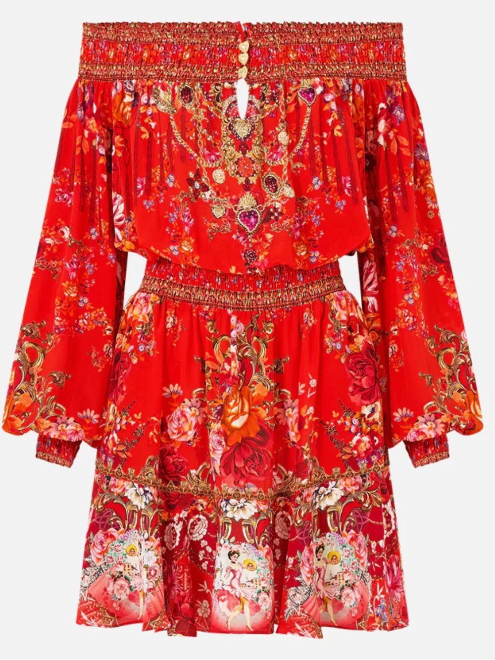 AUTH WOMEN’S CAMILLA OFF SHOULDER SHORT DRESS IN OLÉ OLÉ SZ XXS - Picture 7 of 14